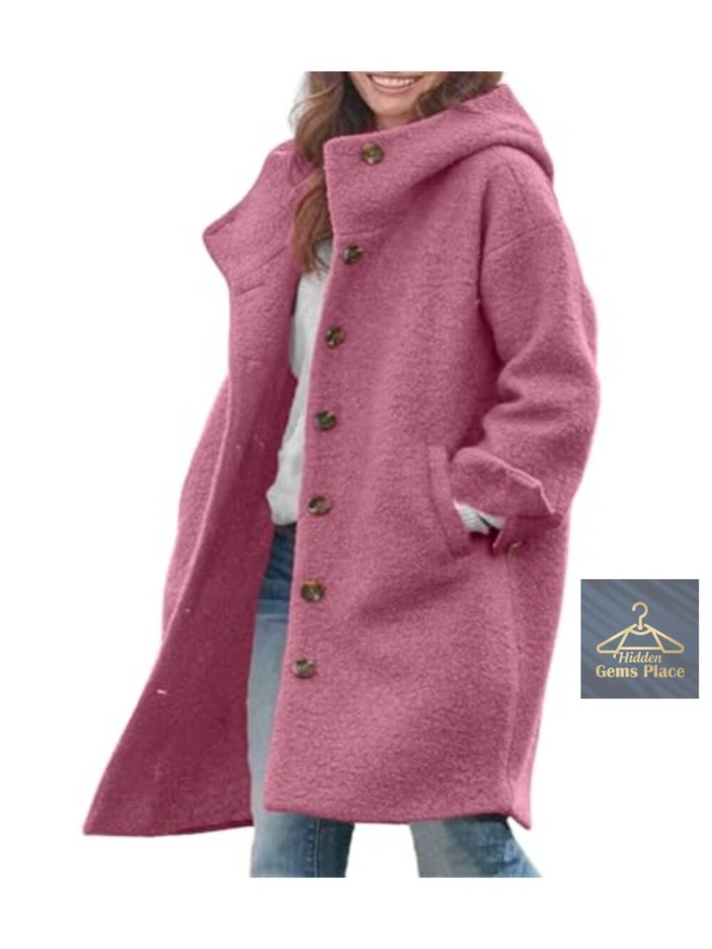 Women's Wool Blend Hooded Pea Coat Long Winter Trench Jacket